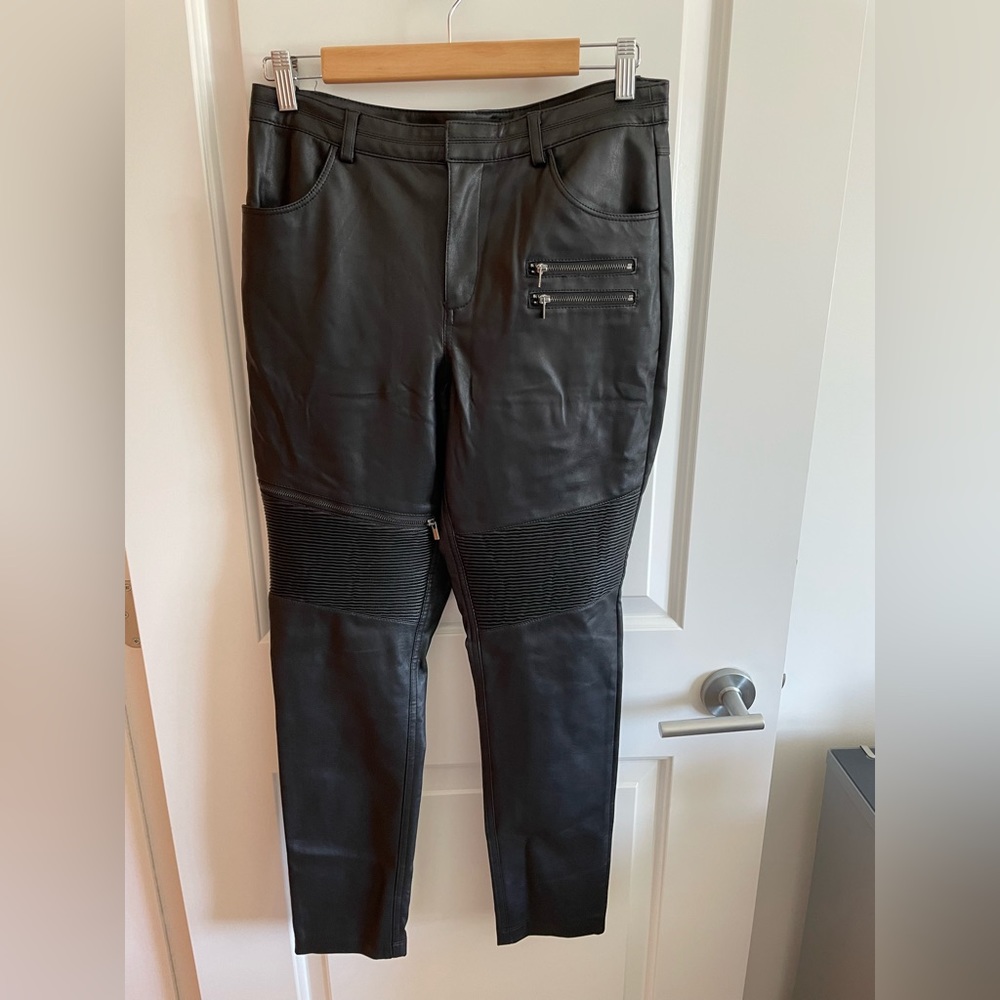 Black Topshop faux leather motto pants size 8